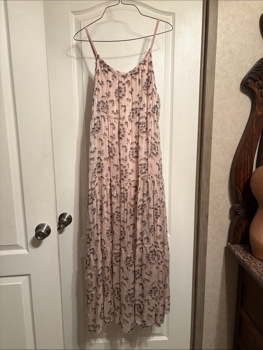 Blush Floral Spaghetti-Strap Maxi Dress